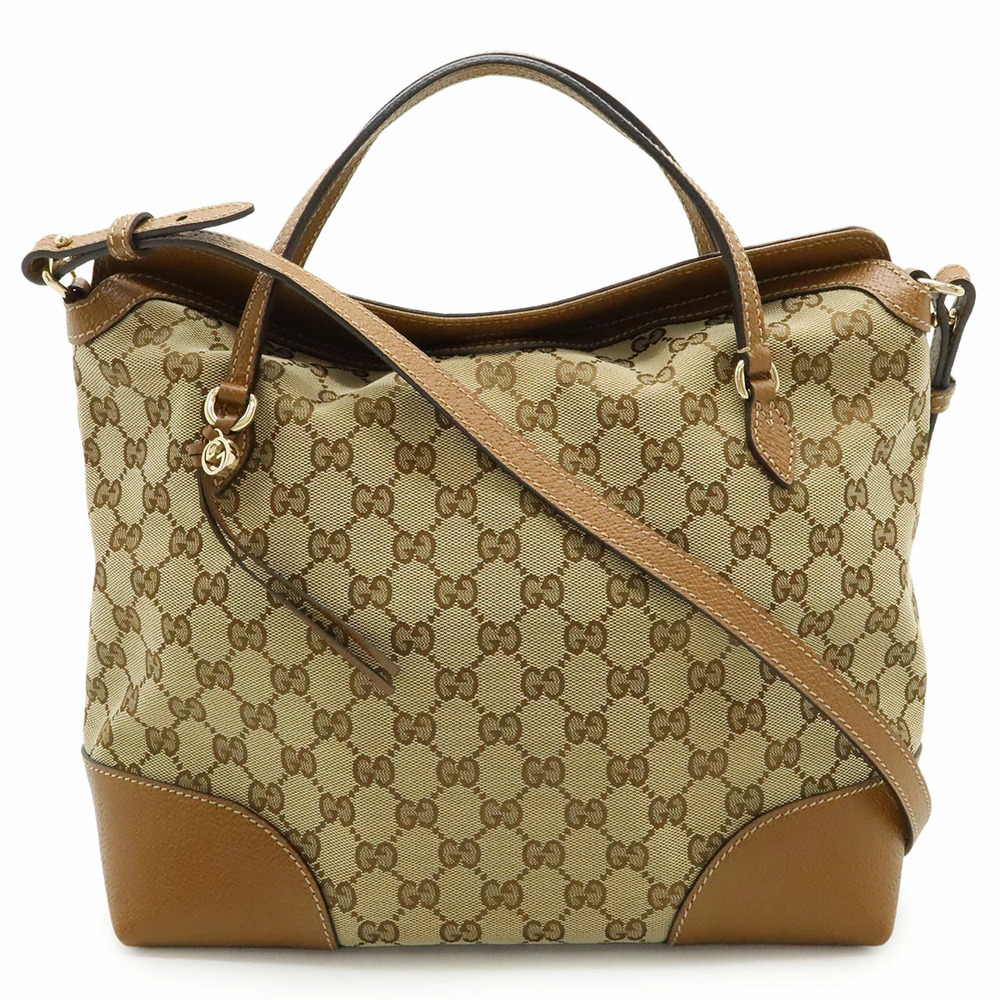 Gucci Bree GG Canvas Handbag Crossbody Bag Leather Beige Brown Cream Brown